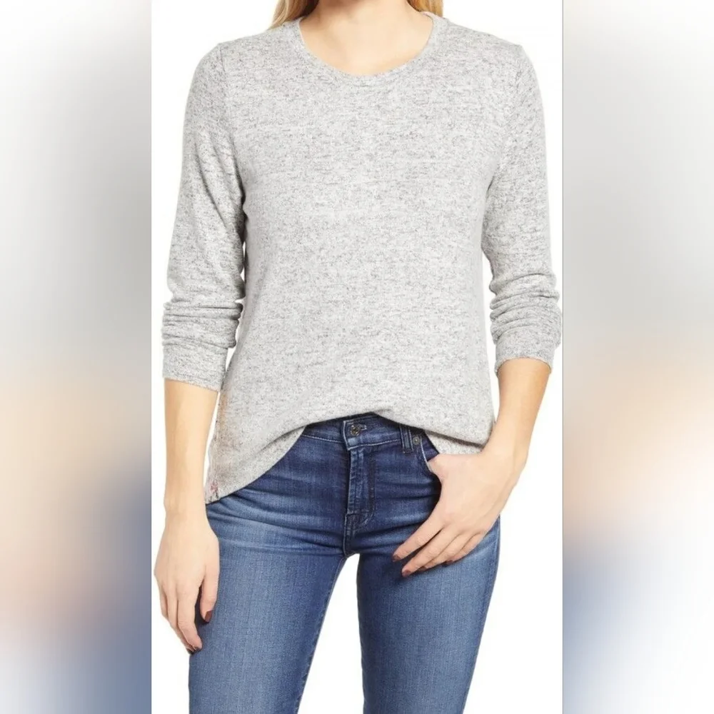 NWOT Bobeau Women's Marled Front Patterned Back Knit top - Picture 1 of 7